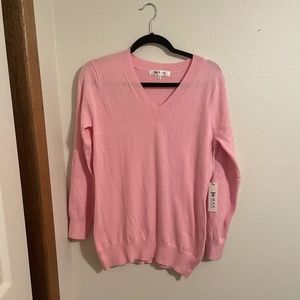Pink, V-neck sweater